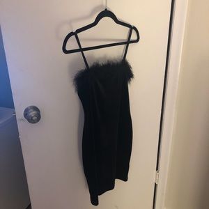 Brand new fur lined velvet mini dress